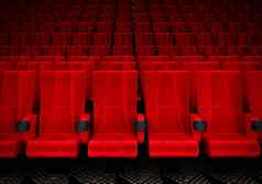 行红色的天鹅绒座位看电影电影复制空间横幅背景娱乐剧院概念插图呈现
