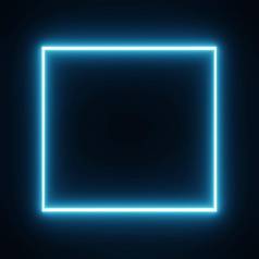 广场矩形图片框架蓝色的语气霓虹灯颜色运动图形孤立的黑色的背景蓝色的光移动覆盖元素插图呈现空复制空间中间