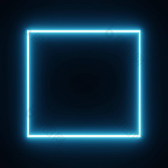 广场矩形图片框架蓝色的语气霓虹灯颜色运动图形孤立的黑色的背景蓝色的光移动覆盖元素插图呈现空复制空间中间