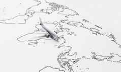 飞机苍蝇白色纸地图世界旅行背景旅行旅游热概念插图呈现