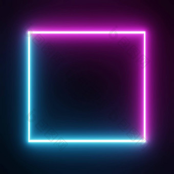 广场矩形图片框架语气霓虹灯颜色运动图形孤立的黑色的背景蓝色的粉红色的光移动覆盖元素插图呈现空复制<strong>空间中</strong>间