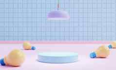 摘要几何形状柔和的颜色灯泡灯产品讲台上演讲背景淋浴房间浴室概念艺术颜色概念插图呈现