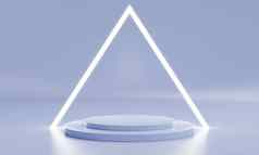 最小的产品讲台上阶段三角形环光柔和的紫色的白色颜色几何形状演讲背景摘要背景场景模板插图呈现