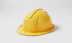 黄色的硬他安全头盔白色背景业务建设工程概念插图呈现