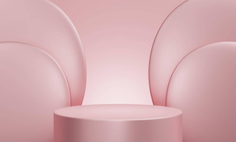 最小的产品讲台上阶段金属柔和的粉红色的颜色几何形状演讲背景摘要背景装饰场景模板插图呈现