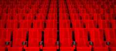 行红色的天鹅绒座位看电影电影复制空间横幅背景娱乐剧院概念插图呈现