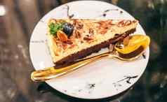 片素食主义者巧克力杏仁奶酪蛋糕美味的甜点食物厨房