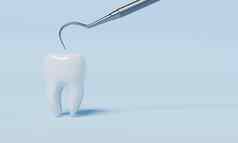 牙健康的检查牙科检查钩蓝色的背景健康护理医疗概念插图呈现