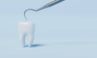 牙健康的检查牙科检查钩蓝色的背景健康护理医疗概念插图呈现