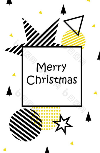 快乐一年快乐圣诞节插图节日圣诞节球星星白色背景黑色的黄色的圣诞节装饰