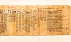 古老的埃及纸莎草纸象形文字古董手稿