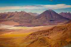 阿塔卡马沙漠火山湖lejia干旱景观北部智利