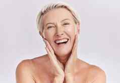 肉毒杆菌更年期反老化女人美护肤品脸洗肖像工作室塑料手术皮肤病学化妆品高级模型微笑触碰自然皮肤