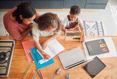 学习教育家庭家庭作业女孩孩子写作书在家教育教训妈妈。学生发展研究检疫首页