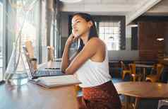 思考的想法规划女人作家企业家移动PC笔记本做梦职业生涯增长发展未来计划自由职业者咖啡商店互联网博客灵感