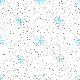 手画雪花圣诞节无缝的模式微妙的飞行雪片粉笔雪花背景活着粉笔handdrawn雪覆盖受欢迎的假期季节装饰