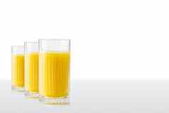 橙色汁玻璃孤立的白色玻璃新鲜的橙色汁白色背景