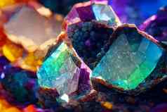 宝石水晶晶洞五彩缤纷的石头神经网络生成的艺术