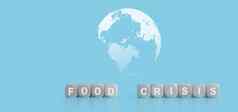 全球食物危机概念食物危机单词木多维数据集地球地图蓝色的背景背景食物危机问题人类灾难全球食物危机地球图像提供美国国家航空航天局