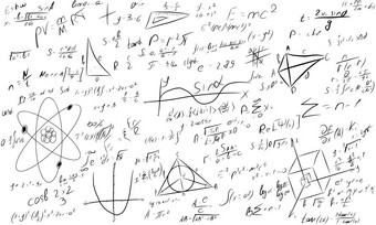 数学黑板插图物理解决方程黑板上草图几何类问题解决方案代数公式更高的数学情报复杂的计算混乱