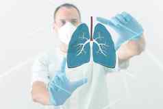 医生全息图肺检查测试结果虚拟接口分析数据肺炎捐赠创新技术医学未来