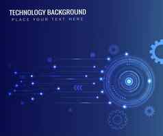 黑暗蓝色的未来主义的技术背景网络概念创新行箭头齿轮元素向量插图