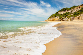 田园镜子海滩trancoso阳光明媚的一天巴伊亚东北巴西