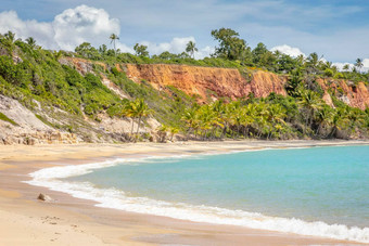田园镜子海滩trancoso阳光明媚的一天巴伊亚东北巴西