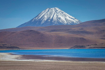 拉古纳杂项盐湖阿塔卡马沙漠火山景观智利