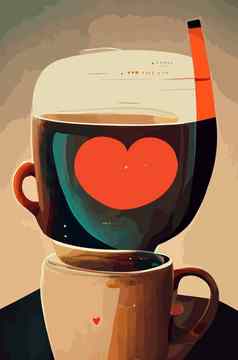 爱咖啡杯插图咖啡杯插图国际咖啡一天