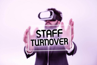 文本标题展示工作人员turnoverthe百分比工人取代员工概念意义百分比工人取代员工男人。笔指出权力按钮象征数据