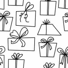 手画黑色的白色无缝的模式圣诞节冬天树饰品北欧斯堪的那维亚一年12月极简主义设计可爱的织物打印卡通涂鸦风格