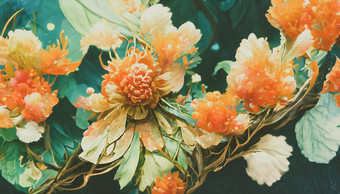 可爱的古董花束花背景植物区系装饰自然花模式壁纸