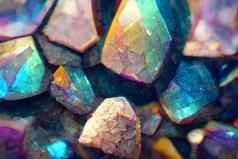 宝石水晶晶洞五彩缤纷的石头神经网络生成的艺术