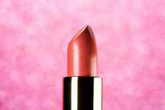口红粉红色的背景展示广告美品牌概念时尚化妆品