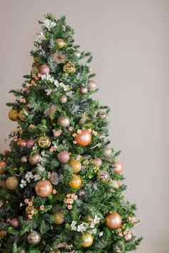 圣诞节假期装饰灯加兰装饰圣诞节树闪闪发光的粉红色的金装饰物灯粉红色的弓闪闪发光的球