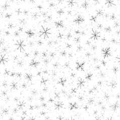 手画雪花圣诞节无缝的模式微妙的飞行雪片粉笔雪花背景有趣的粉笔handdrawn雪覆盖真实的假期季节装饰