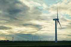 创建能源伤害地球集群风涡轮机站开放场