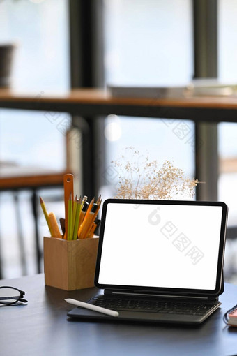模拟数字平板电脑无线键盘铅笔持有人木表格