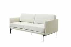 现代织物沙发金属腿孤立的白色背景一边视图