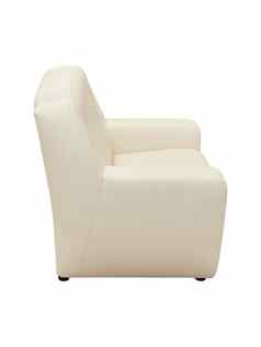 米色皮革舒适的扶手椅孤立的白色背景一边视图