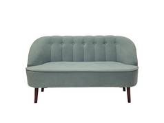 古董蓝色的织物沙发孤立的白色背景前面视图复古的沙发上