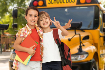 孩子们小<strong>学生学生学生</strong>学校公共汽车回来学校学术学期一年开始