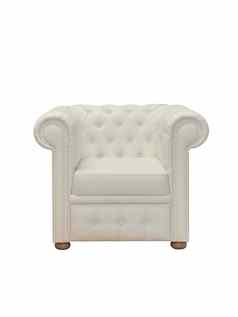 古董皮革舒适的扶手椅孤立的白色背景前面视图