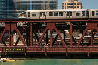 火车市中心芝加哥芝加哥火车街在户外美国旅行地铁火车通勤铁路跟踪体系结构运输市中心区米火车公共运输<strong>城市</strong>景观中西部美国<strong>城市</strong>生活<strong>城市城市</strong>场景桥伊利诺斯州