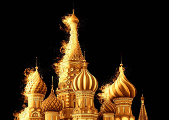 罗勒大教堂红色的广场莫斯科俄罗斯<strong>效果燃烧</strong>火