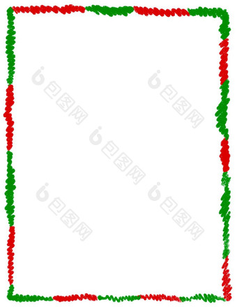 手画圣诞节框架红色的绿色传统的饰品空Copyspace12月冬天圣诞节装饰边境季节假期装饰边缘设计简单的<strong>极简主义</strong>风格涂鸦<strong>卡通</strong>