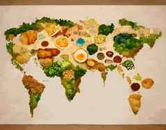 插图世界食物一天概念