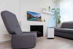 白色空气净化器生活房间新鲜的空气健康的生活复制空间