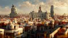 马德里城市现实的插图体系结构